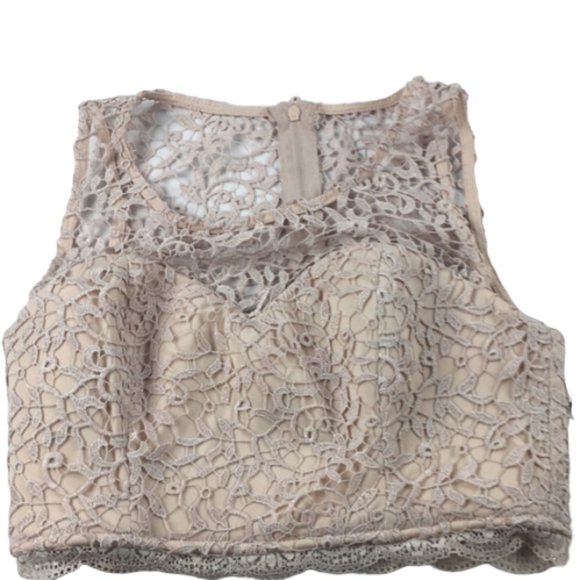 Sequin Hearts Tops - Sequin Hearts Size 1 Sleeveless buff lace B3